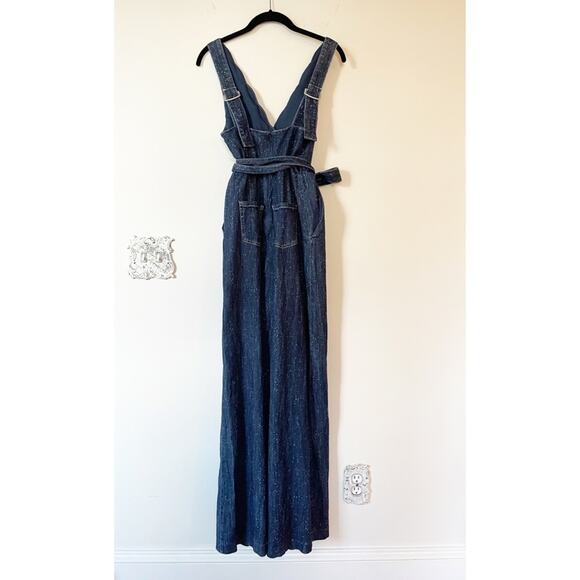 Anthropologie Pilcro Lydia Wrap Wide Leg Denim Jumpsuit 0 XS - Picture 8 of 11